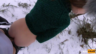 MihaNika hóban téli gyors forró seggdugás