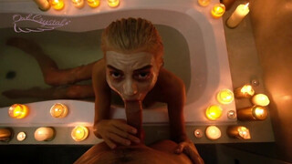 Fürdőszobai nedves ajkú mélytorkos szopás